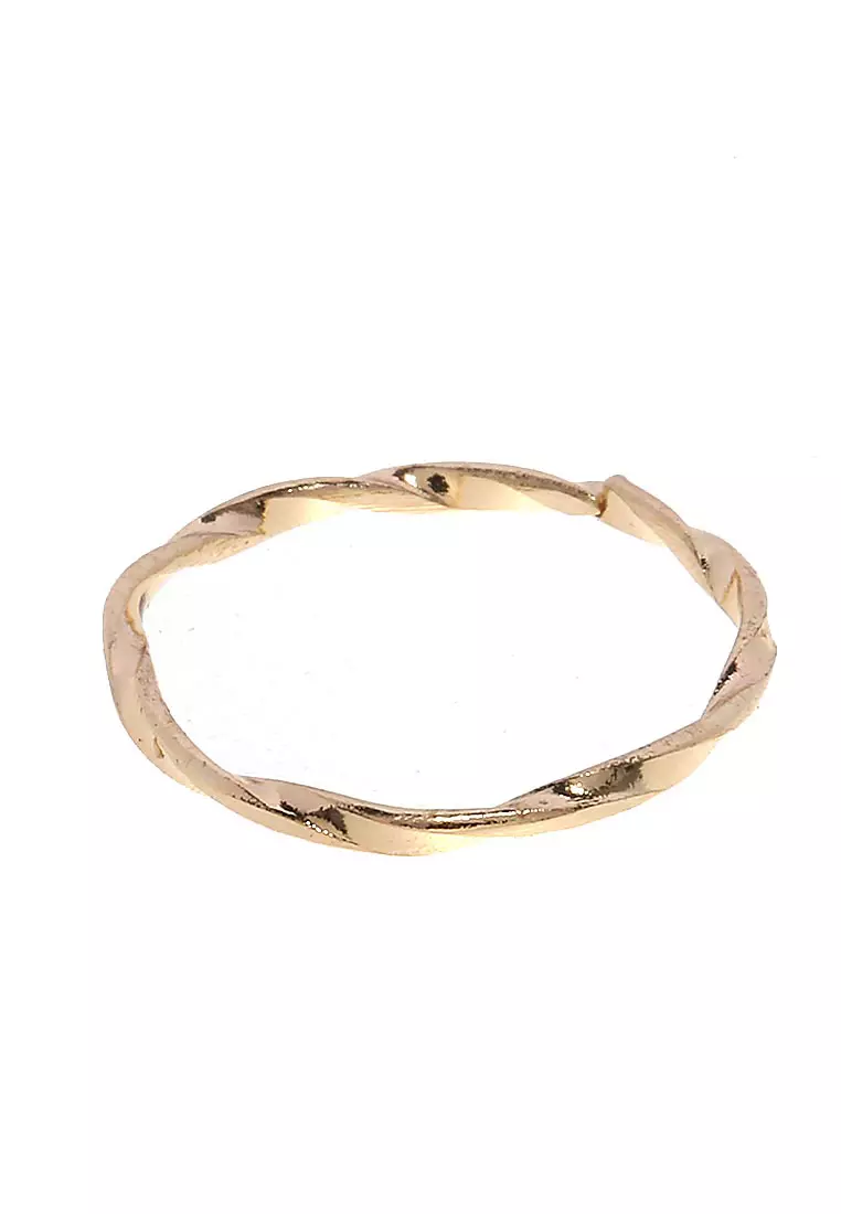 Cincin Set Rings Perhiasan Wanita Lapis Emas Design Elegant Premium Quality - Emas