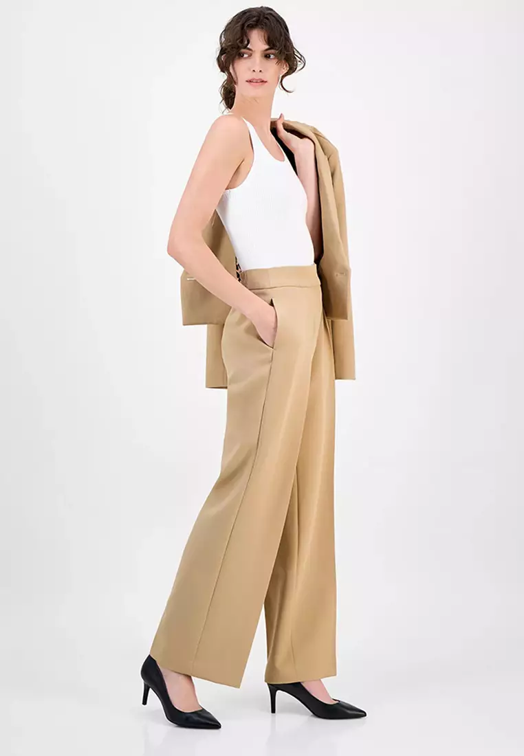 Women's High-Rise Pleated Wide-Leg Ultra-Fine-Twill Pants