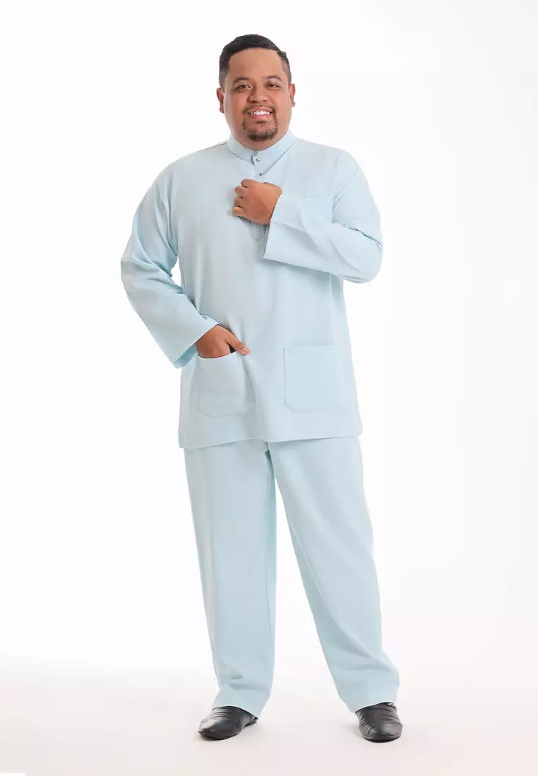 Alain Delon Baju Melayu Cekak Musang Dewasa - 19026001-31TintedAquaBlue