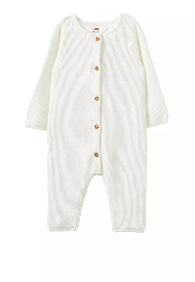 Organic Knit Long Sleeve Romper