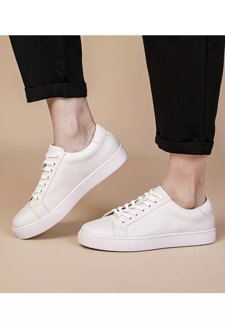 Full grain sale leather white sneakers