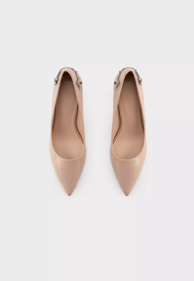 POINTED TOE BUCKLE DETAIL MID HEEL PUMP