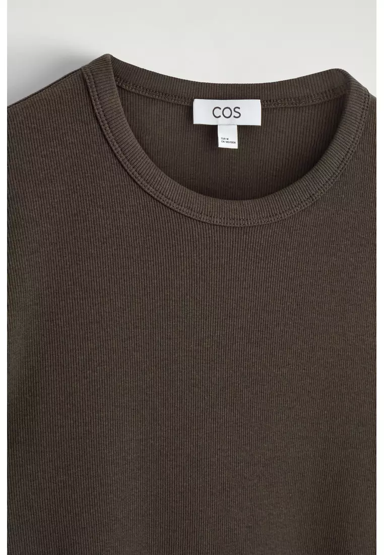 SLIM RIBBED COTTON T-SHIRT