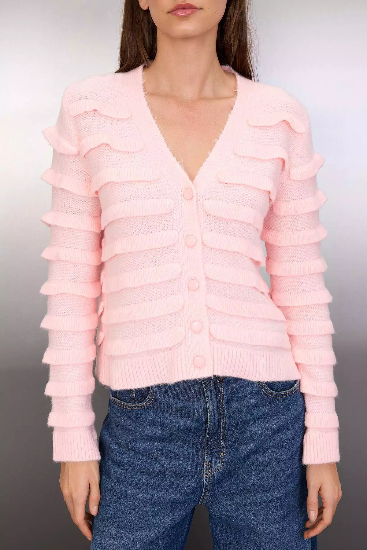 Powder Soft Texture V-Neck Knitwear Cardigan