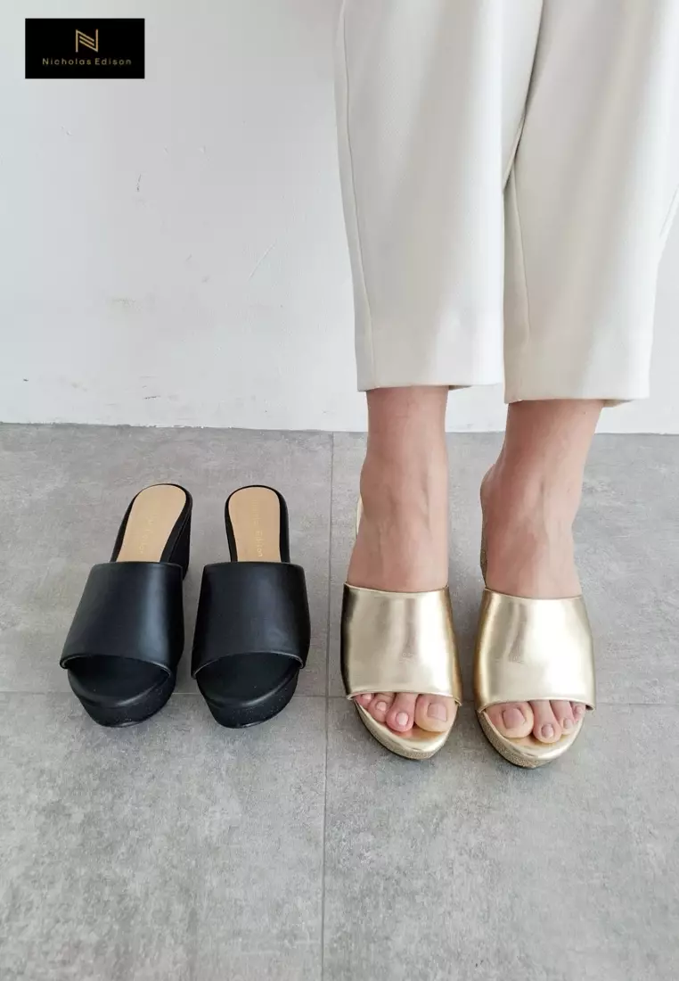 Nicholas Edison Wedge Anika Light Gold