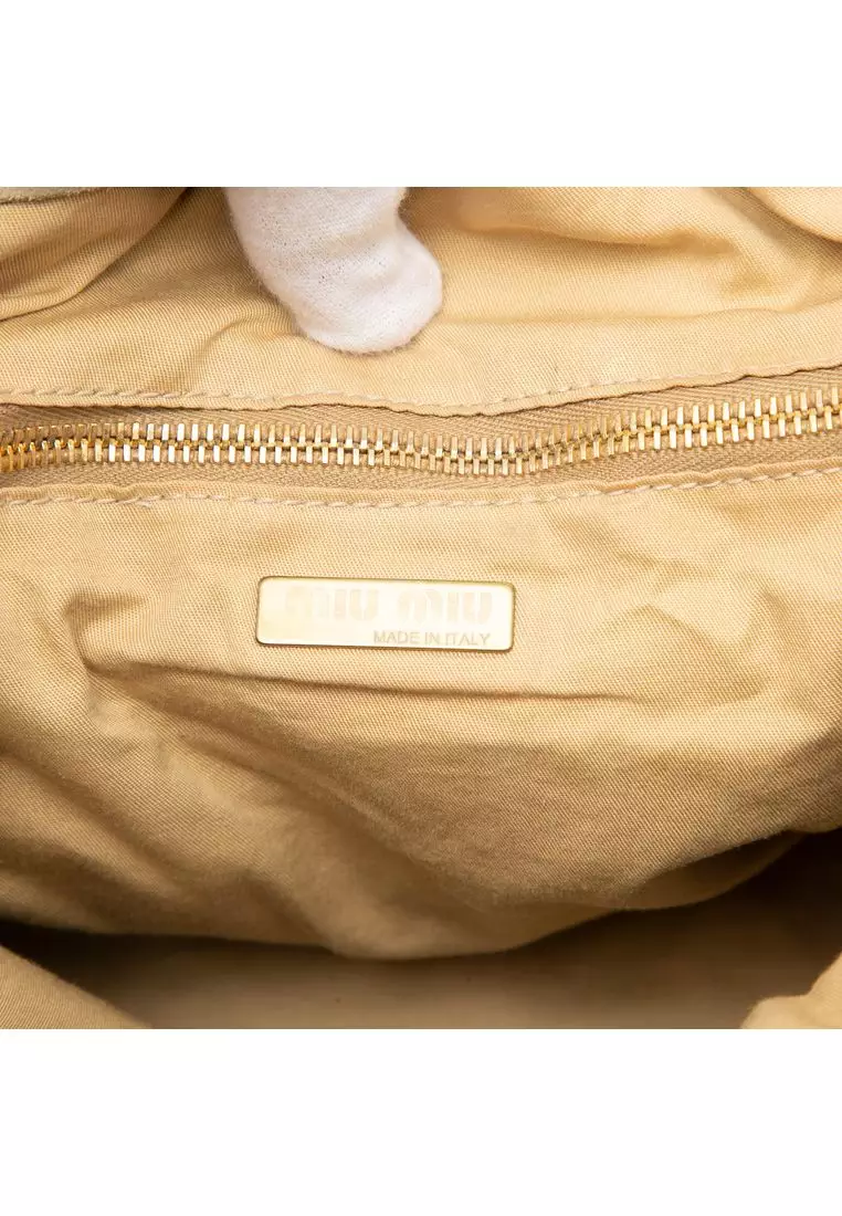 Pre-Loved Miu Miu Laser Cut Suede Bamboo Top Handle Bag