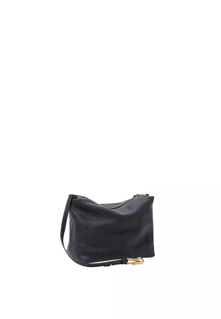 Clip Hobo Bag - Embossed Black