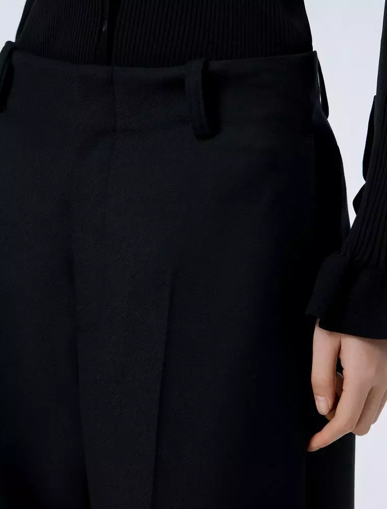 Straight Cut Wide Leg Long Pants