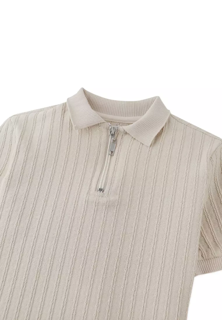 Diether Zipped Cable Jersey Polo Shirt