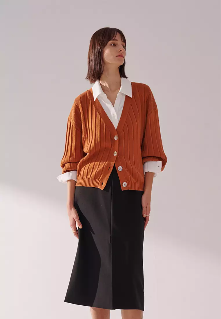 Brown Orange Cardigan