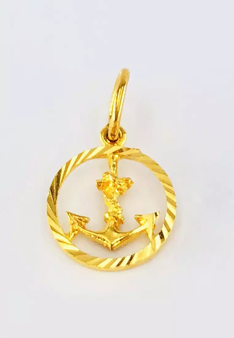 Gold necklace top with anchor pendant