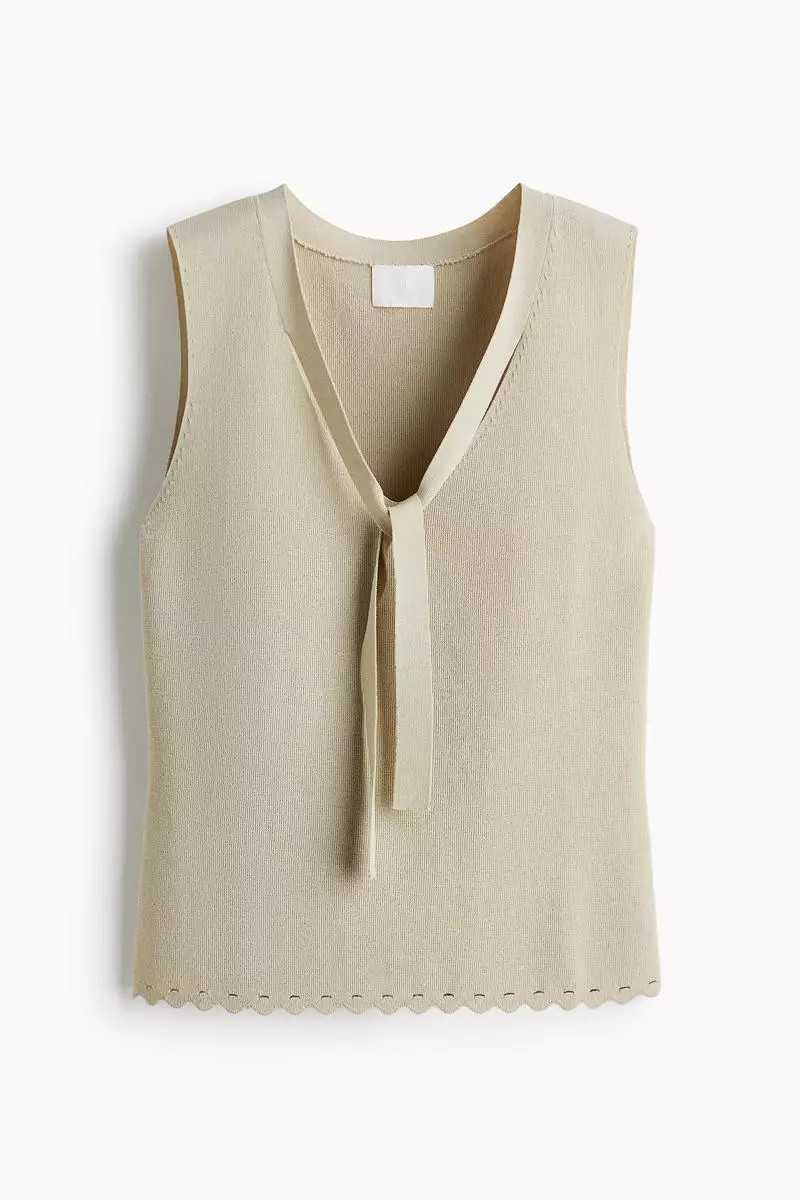 Fine-knit tie-detail top