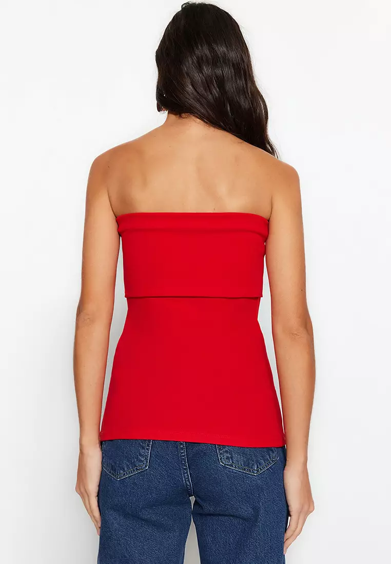 Side Zip Strapless Top