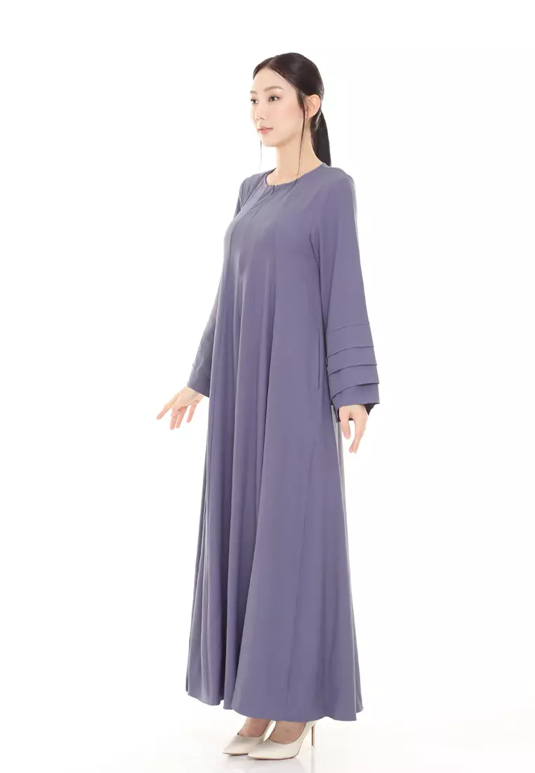 Laura Abaya Long Dress in Dusty Blue