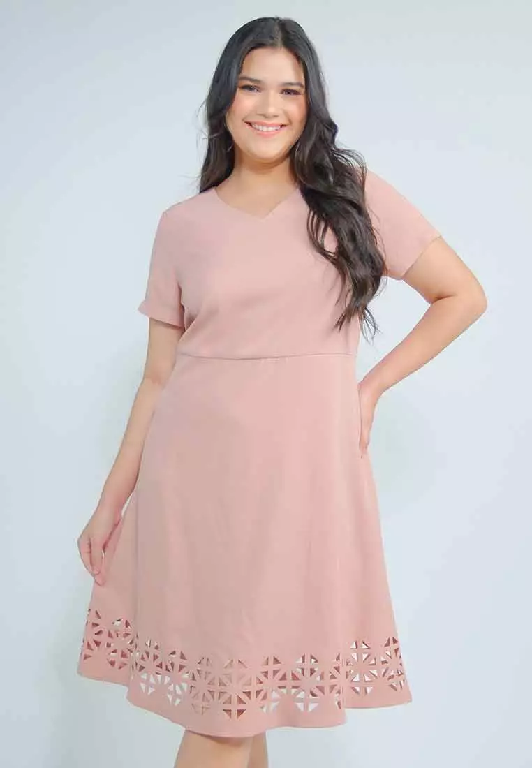 Milly Plus Size Leilah A-line Dress with Laser Cut