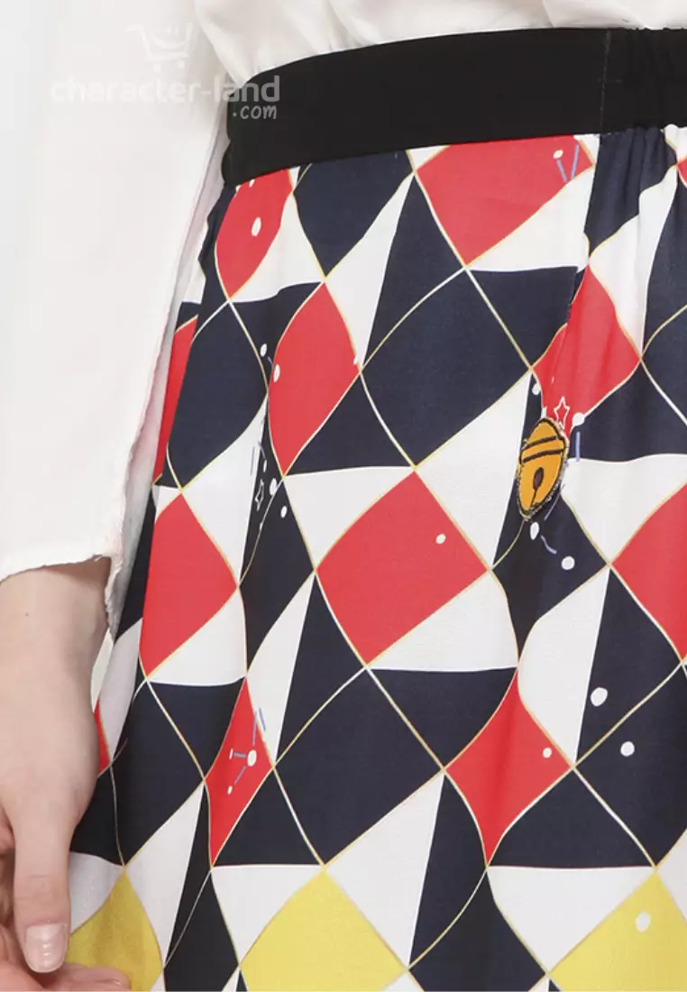 Doraemon Geometric Skirt Black