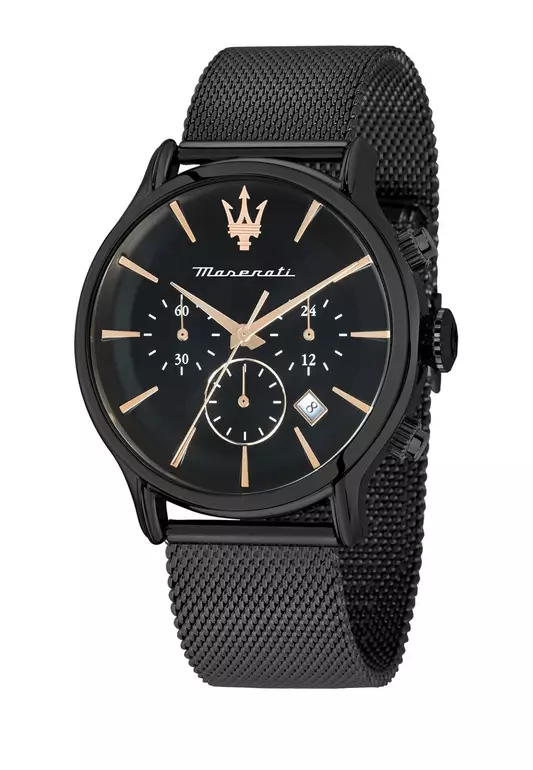 【2 Years Warranty】Maserati Epoca 42mm Black Sunray Dial Men's Chronograph Quartz Watch R8873618013