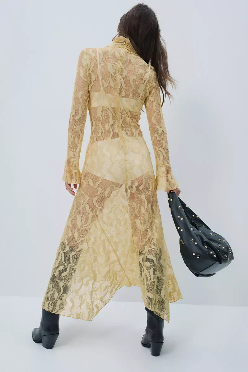 Turtleneck lace maxi dress