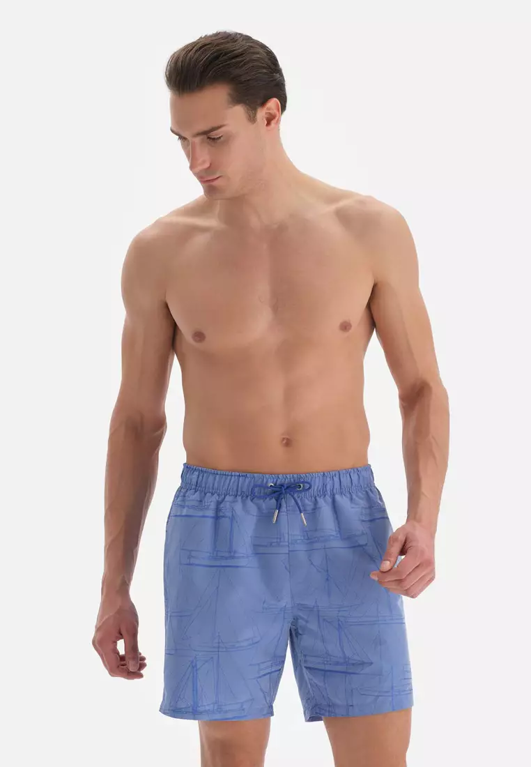 Indigo Shorts, Sail Printed, Regular Leg, Swimwear for Men