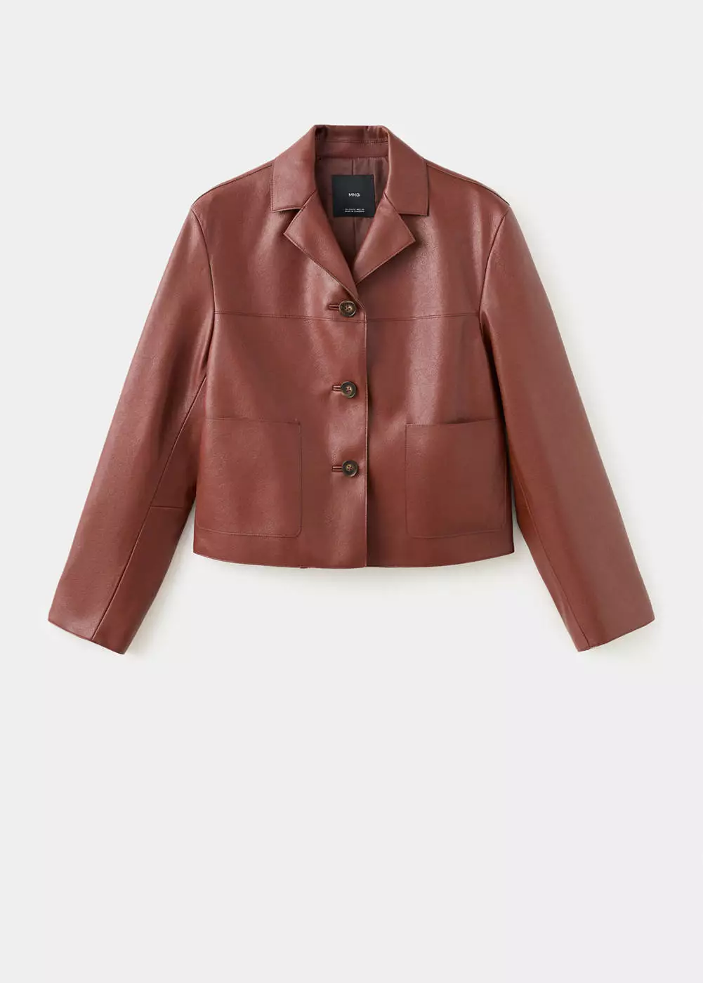 Jaket kulit sintetis dengan saku