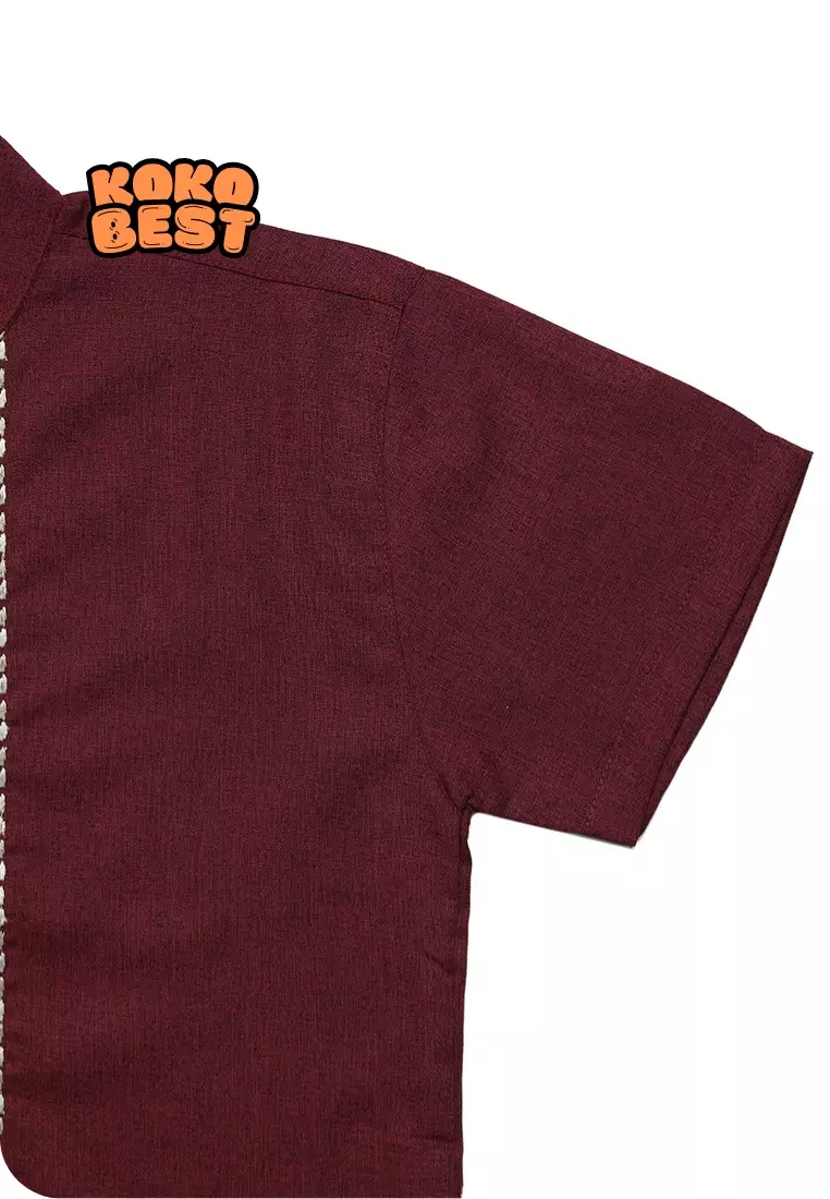 Baju Koko Lengan Pendek Best Ultra Maroon
