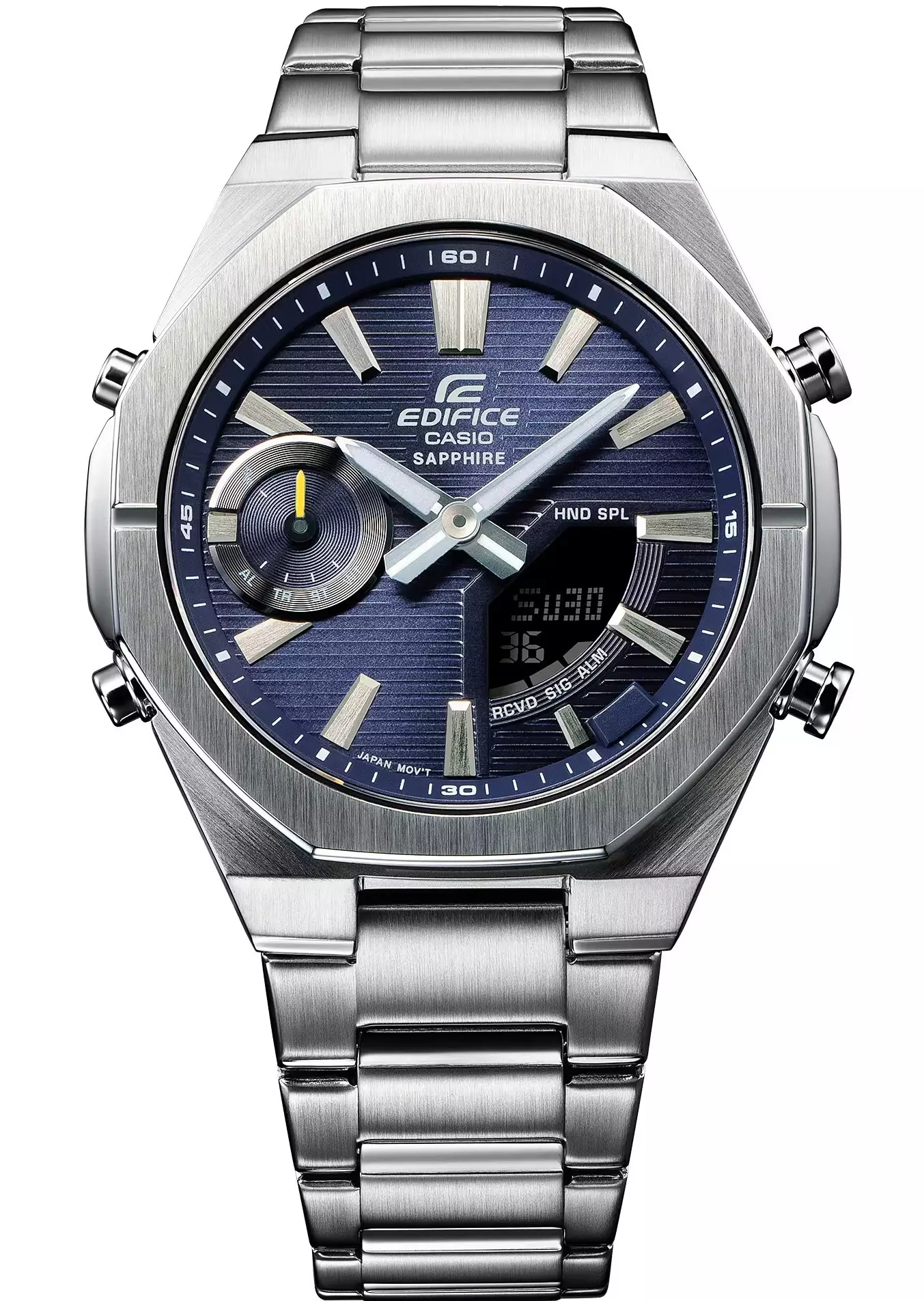 Men ECB-S10D-2A Stainless Steel Silver Blue