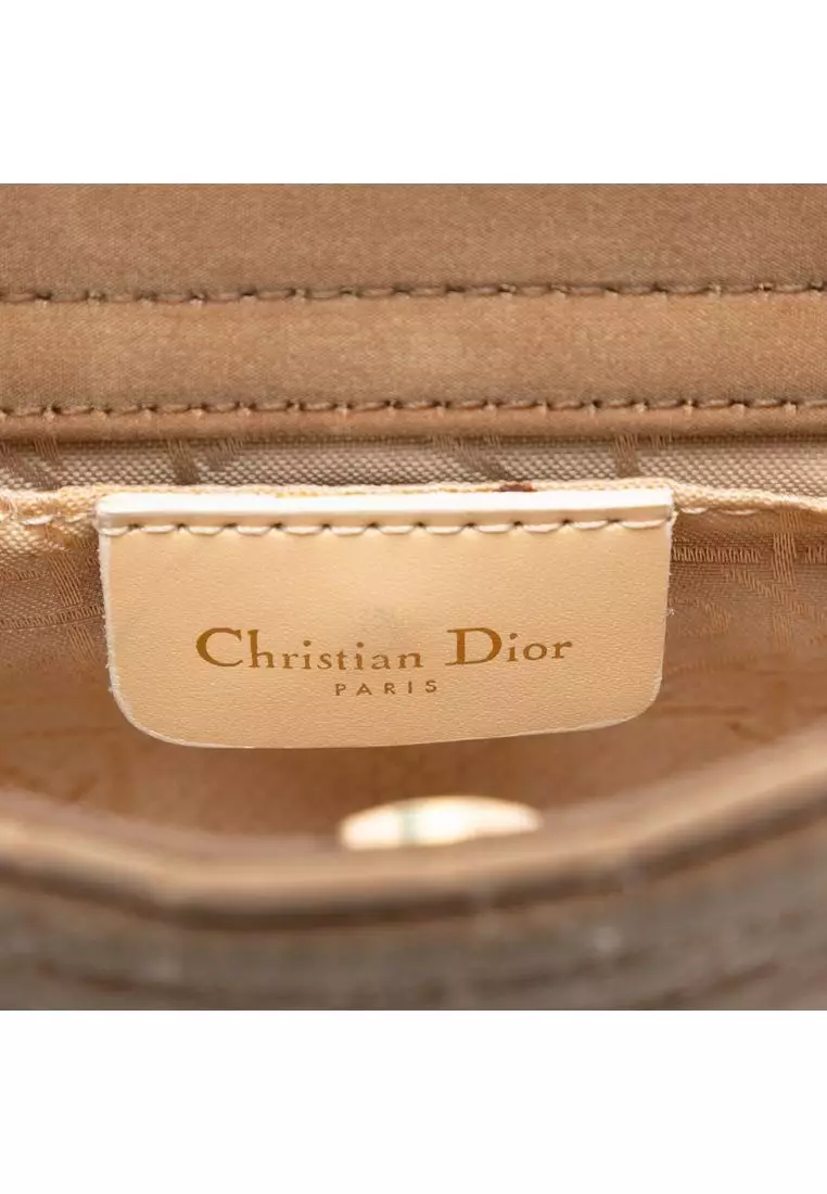 二手迪奧麂皮藤格紋 Lady Dior 斜背包