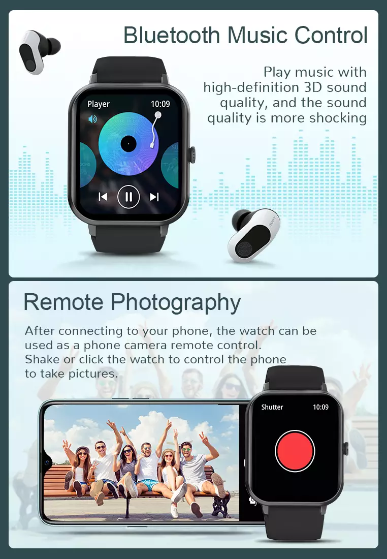 SmartWatch ZL54C Jam Pintar Full Touch Screen 1.83inci Olahraga BT Call Jam Tangan Wanita/Pria Black