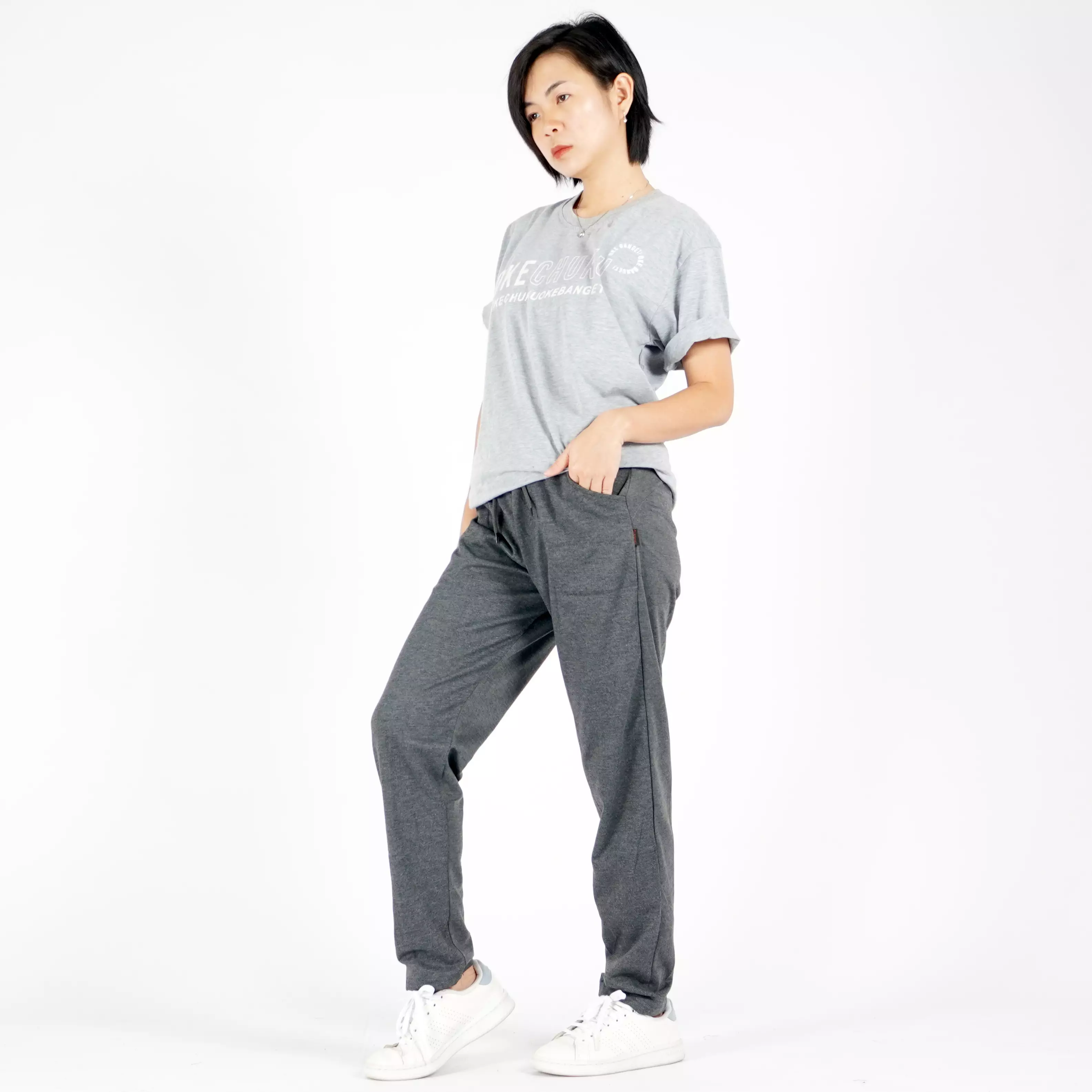 MICHELE Celana Panjang Training Wanita Celana Panjang Slim Fit Skinny Wanita - ABU TUA