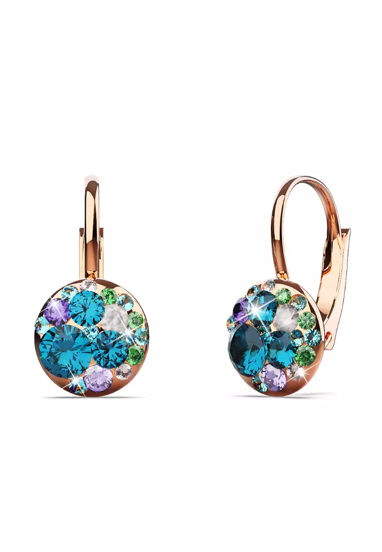 Crystal leverback fashion earrings