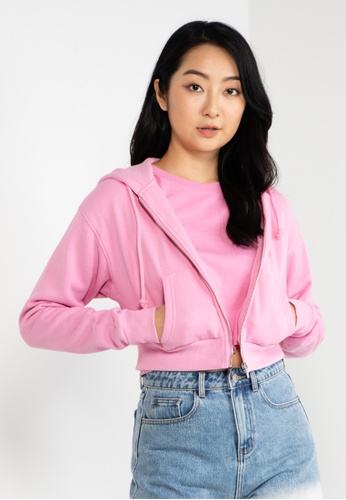 crop zip through hoodie