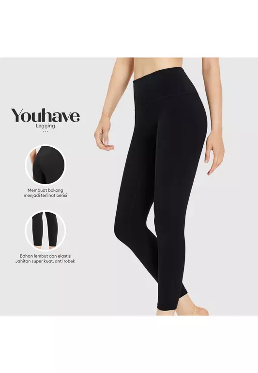 YouHave ( You’ve ) Celana Yoga Legging Celana Olahraga Panjang Wanita High Waist Gym Running Sport Celana Senam Wanita Polos Yoga Pants Gym Tennis Legging Y00006