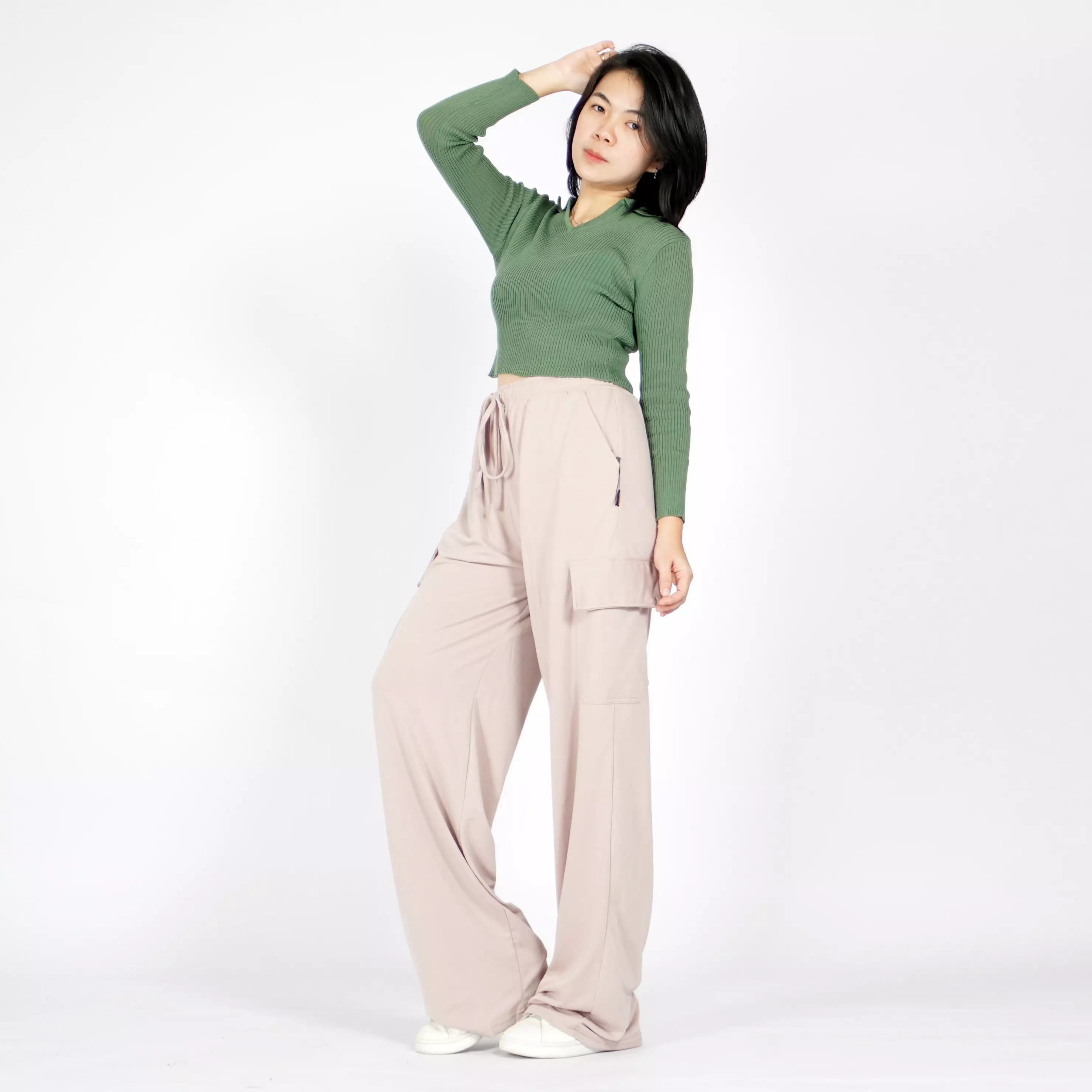  YOONA Celana Kargo Wanita Gaya Korea Cargo Pants Korean Style - COKSU