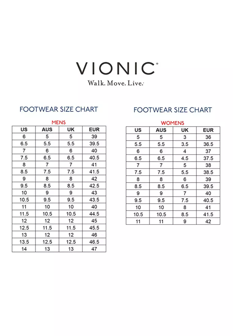Vionic insoles size chart store