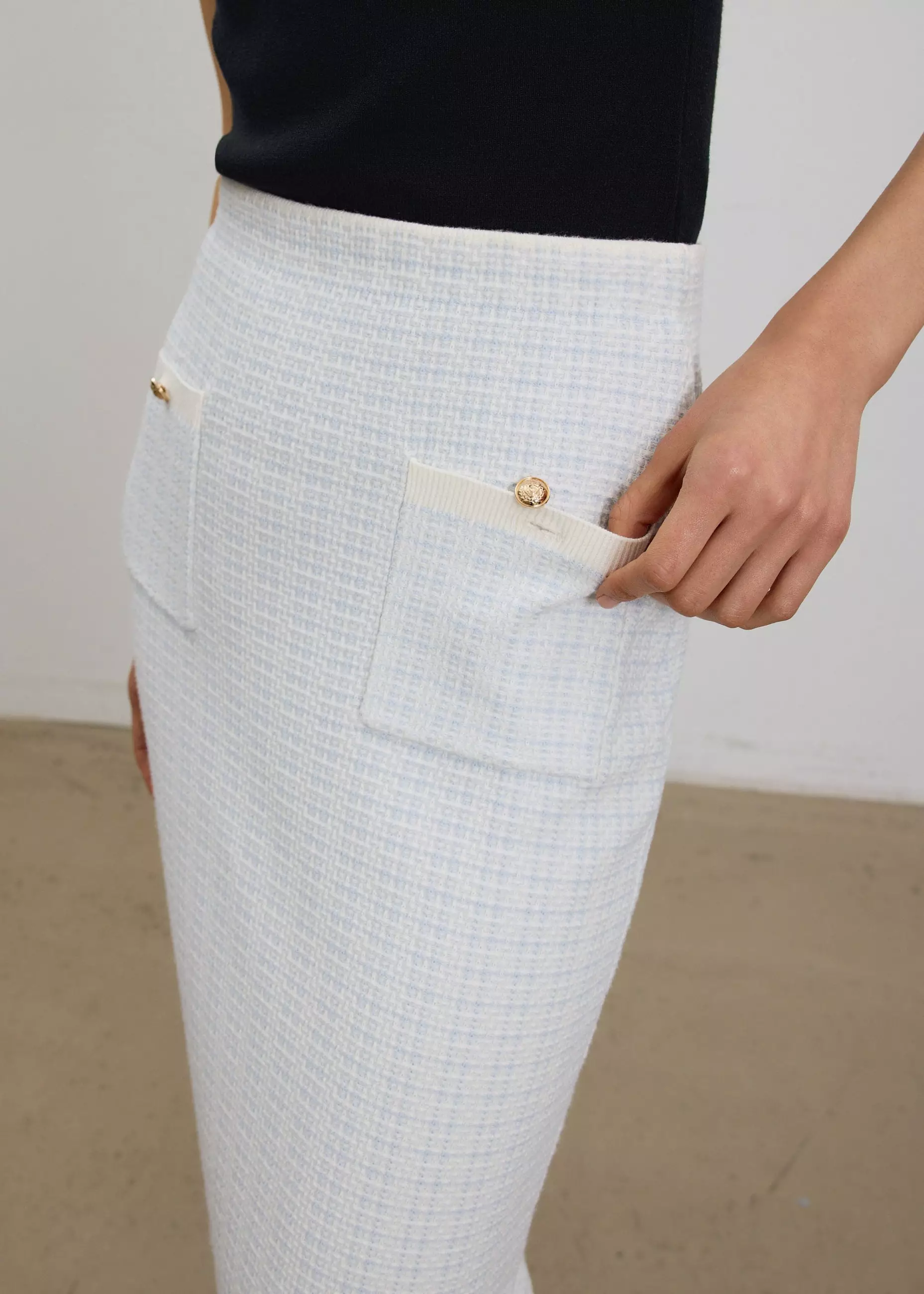 Rok Wanita - Yoko Elastic Textured Knit Midi Skirt