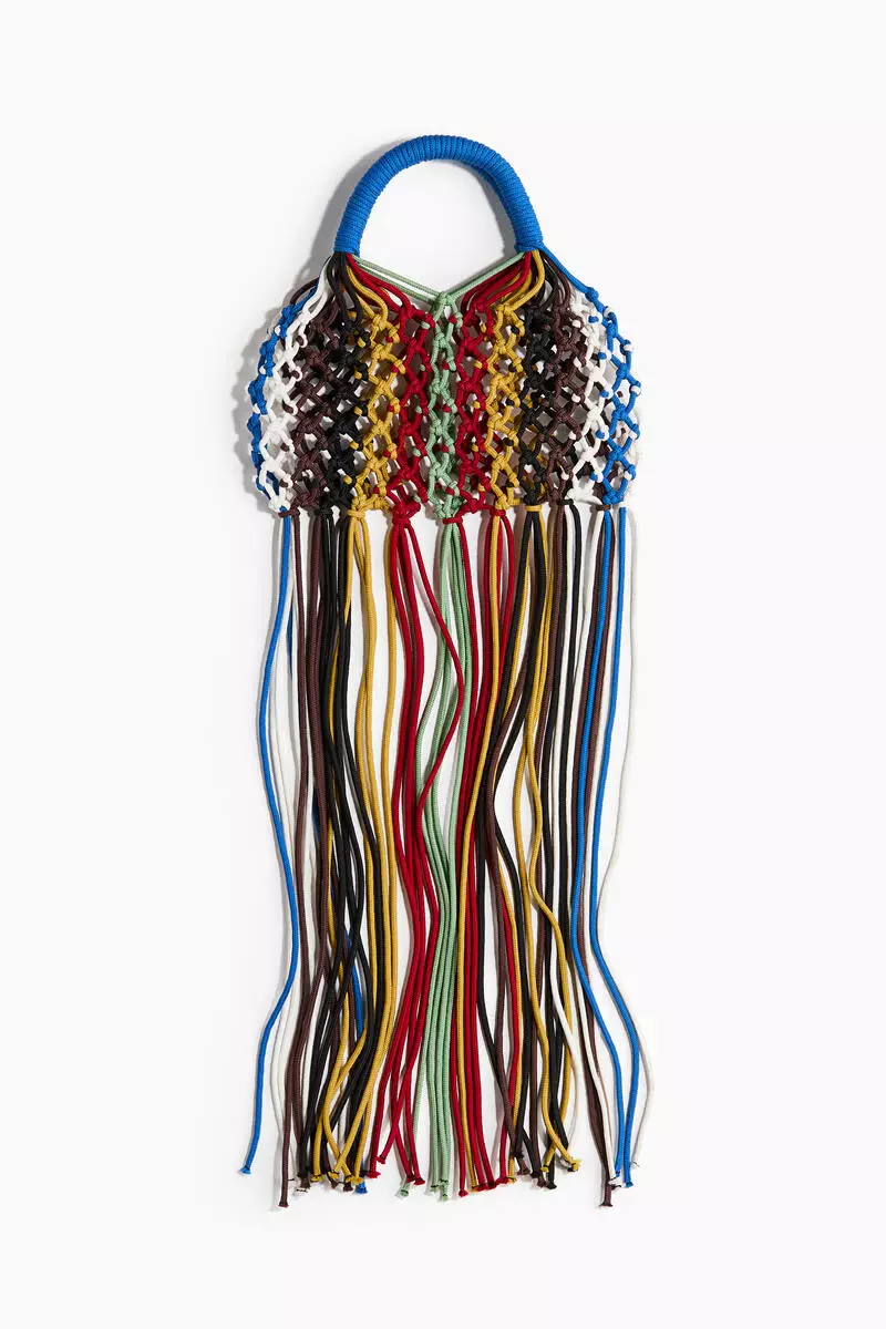 Fringed net handbag