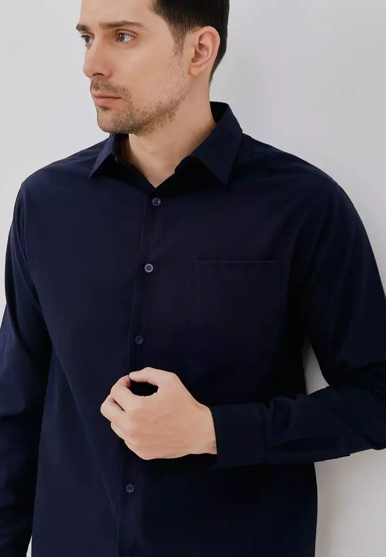 Paulmay Kemeja Pria Reguler Fit Oxford Navy Shirts