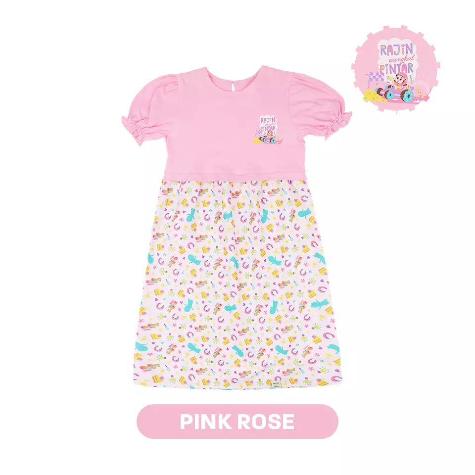 Mooi x Nussa Dress Anak Perempuan Rarra Dress - Pink Rose