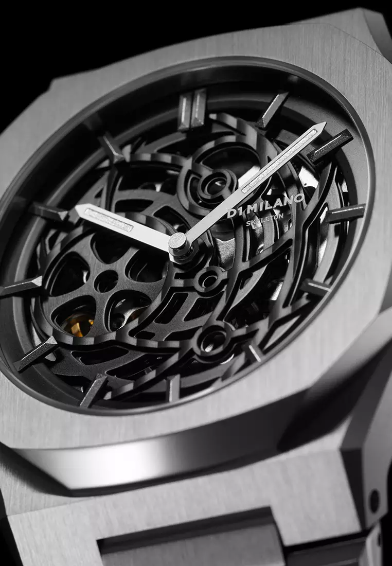 Gun Metal Skeleton Bracelet Watch, 41.5 mm