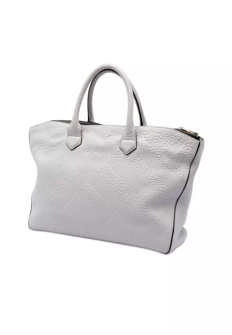 Pre-Loved Burberry Embossed Leather Dewsbury Satchel