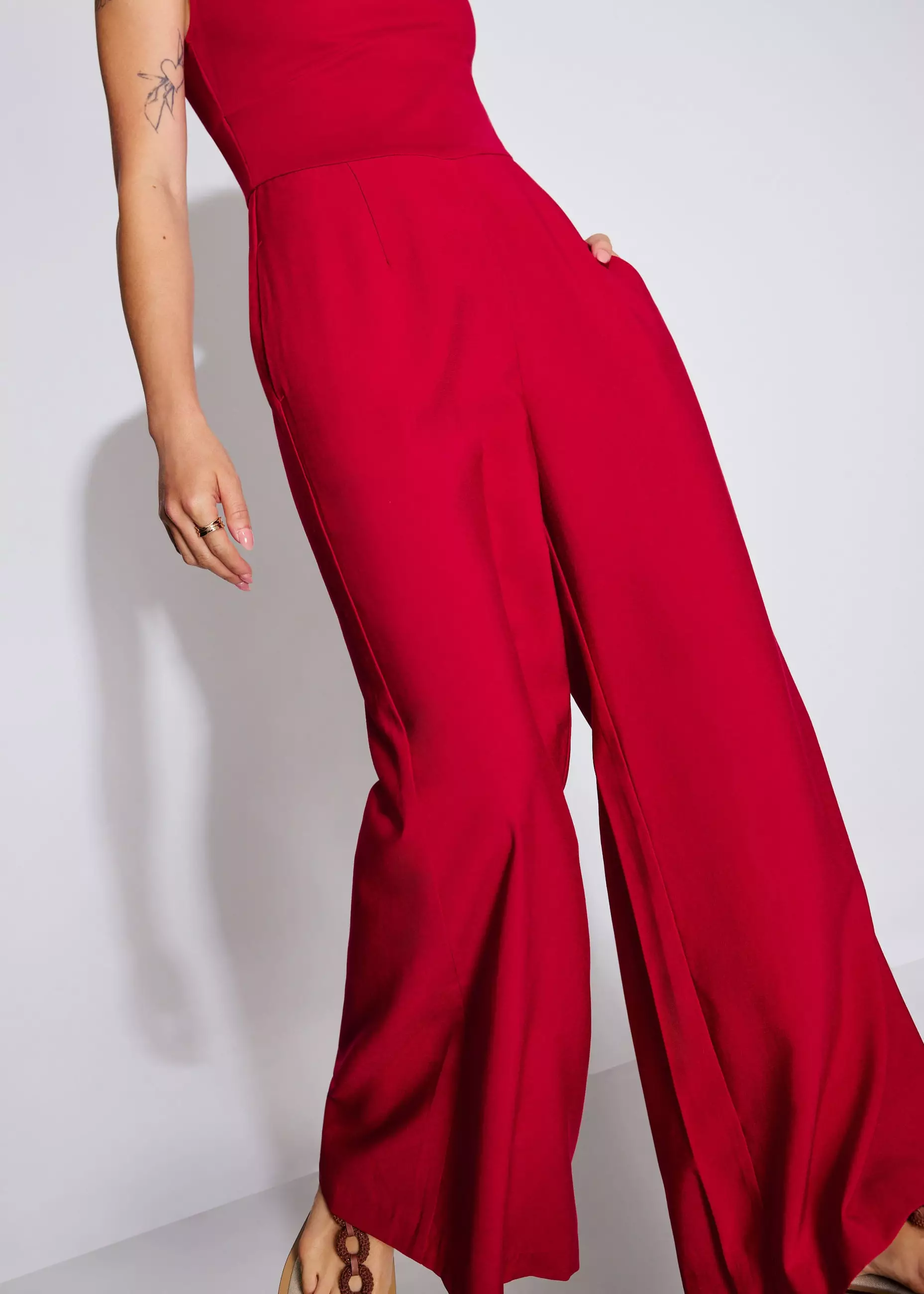 Jumpsuit Wanita - Boat Neck Wide Leg Jumpsuit