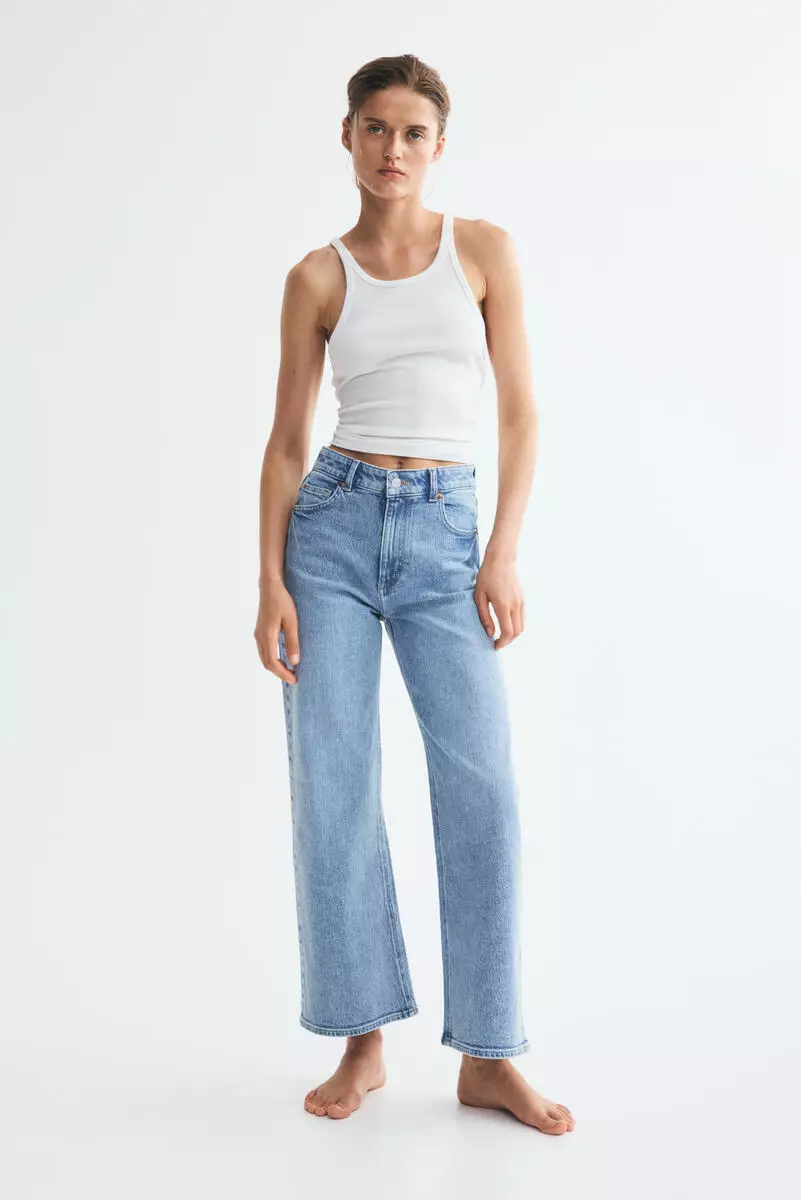 Buy H&M Wide High Waist Jeans Online | ZALORA Malaysia