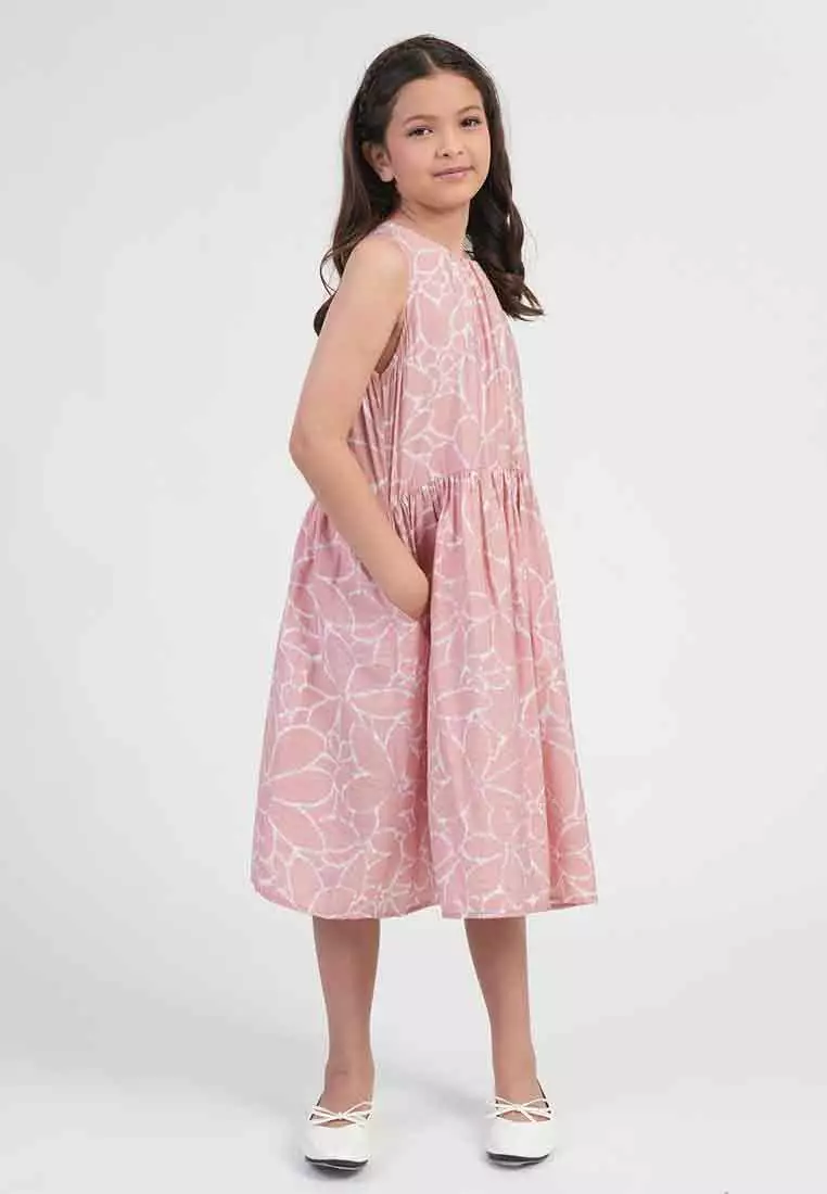  Treehouse Drea Floral Ikat Print Girl’s Dress