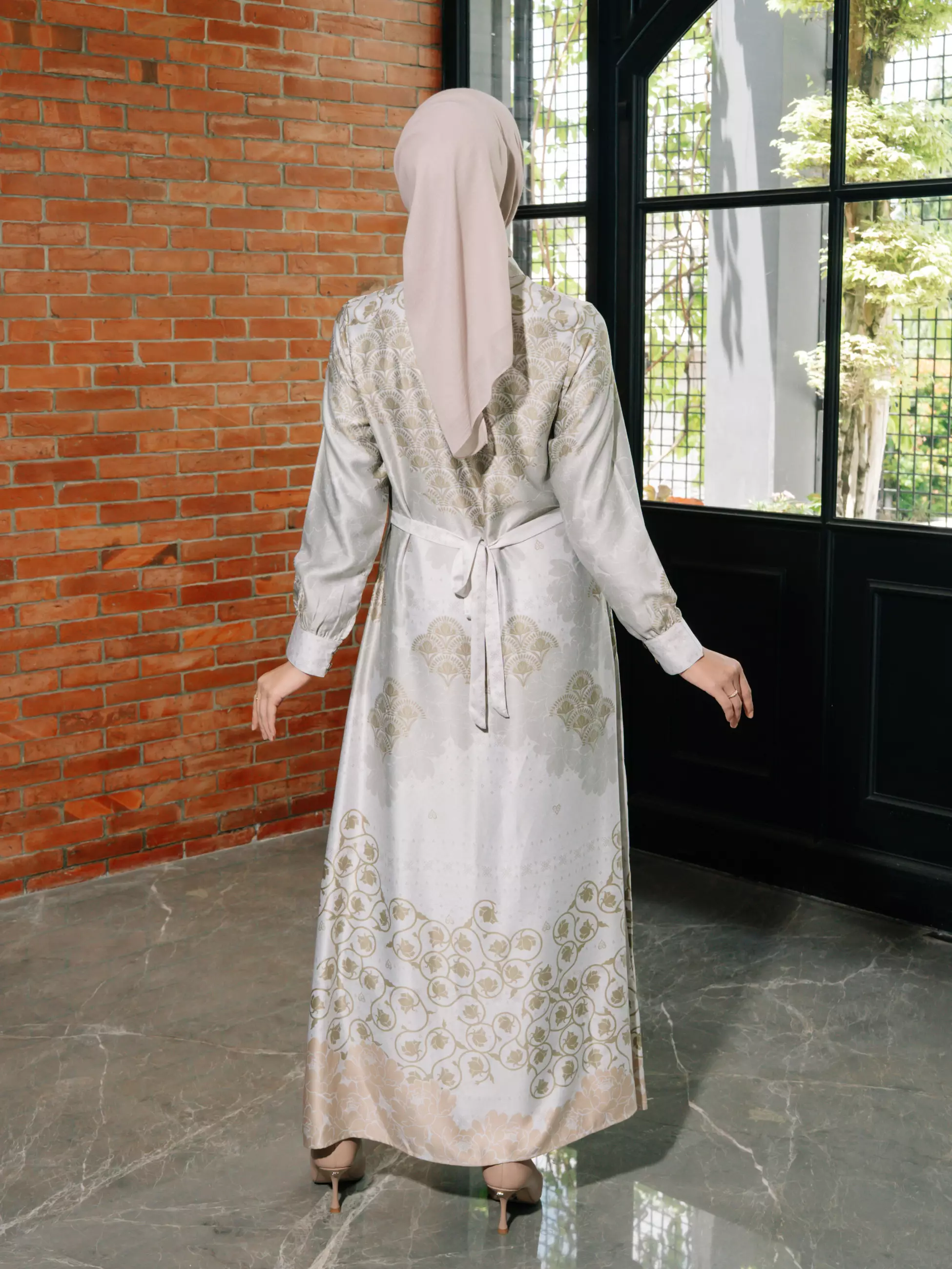 Kanaya Cream Olive Gamis Wanita Dress