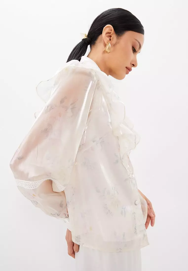 Floral Print Ruffle Blouse - Multi