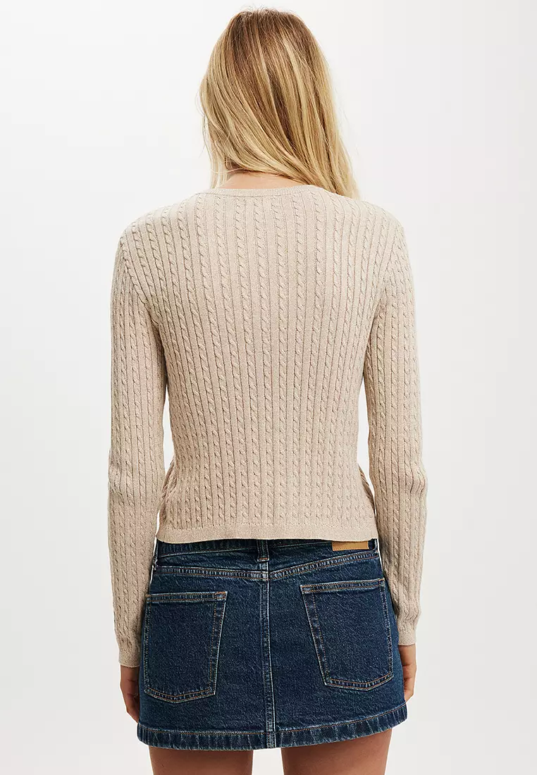 Cotton Crew Neck Cardigan