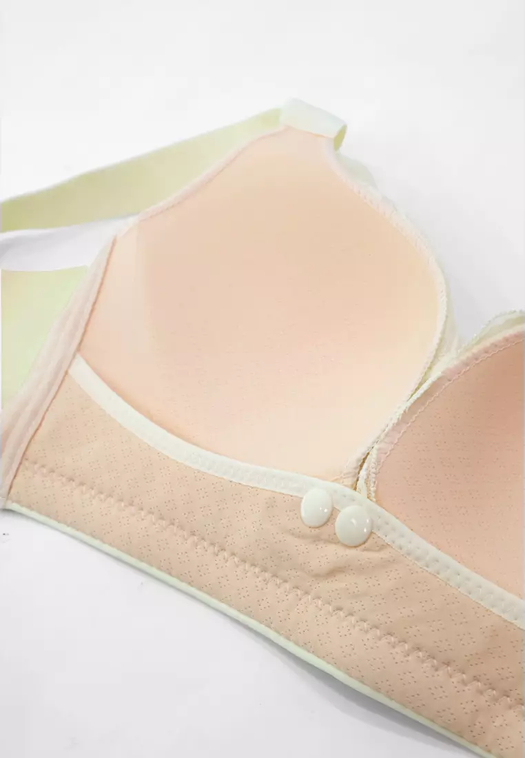 Beige Lace Front Snap Nursing Bra