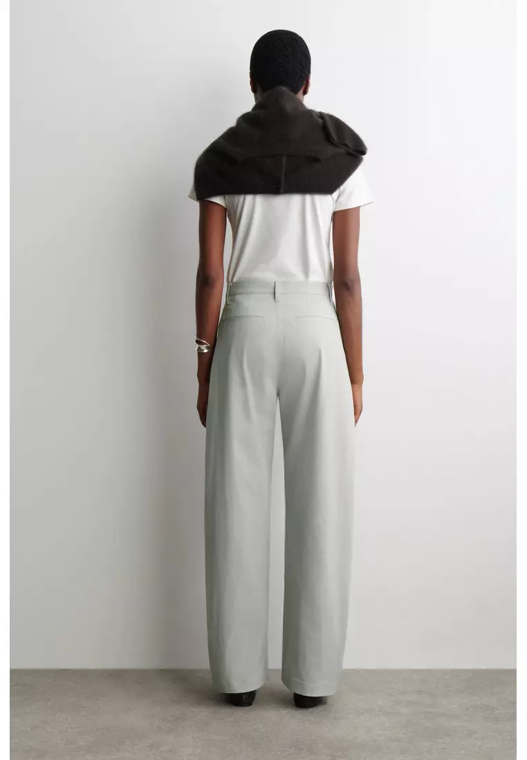COTTON BARREL-LEG TROUSERS