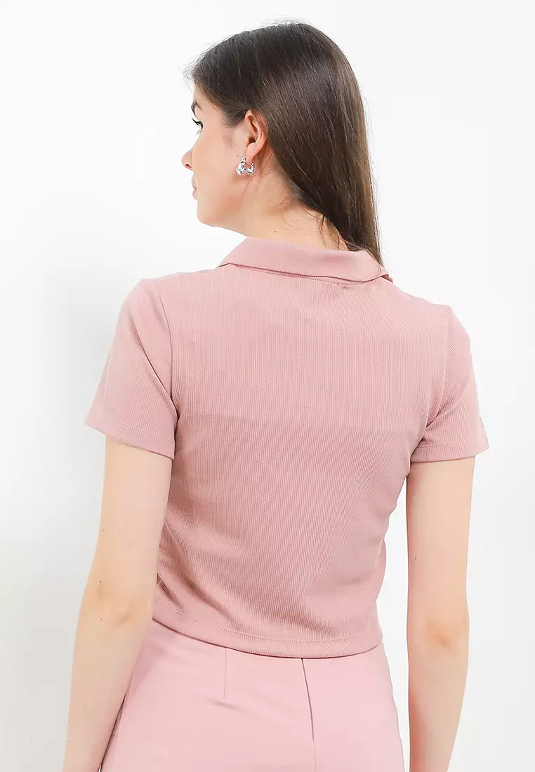 Hotty Polo Crop Ribbed Polo