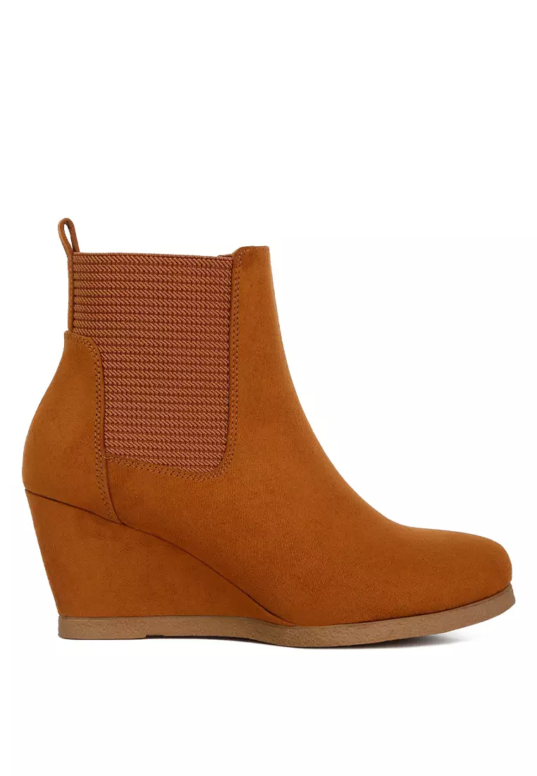 Discount on London Rag  shoes - SKU: Finn Wedge Ankle Heel Boots In Tan